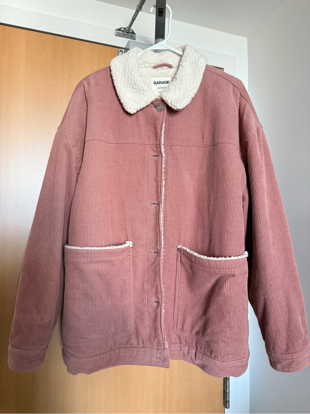 Garage Dusty Rose Corduroy Jacket with Cream Sherpa Collar